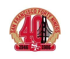 San Francisco 49ers logo, archive record 1986 · 49ers Anniversary