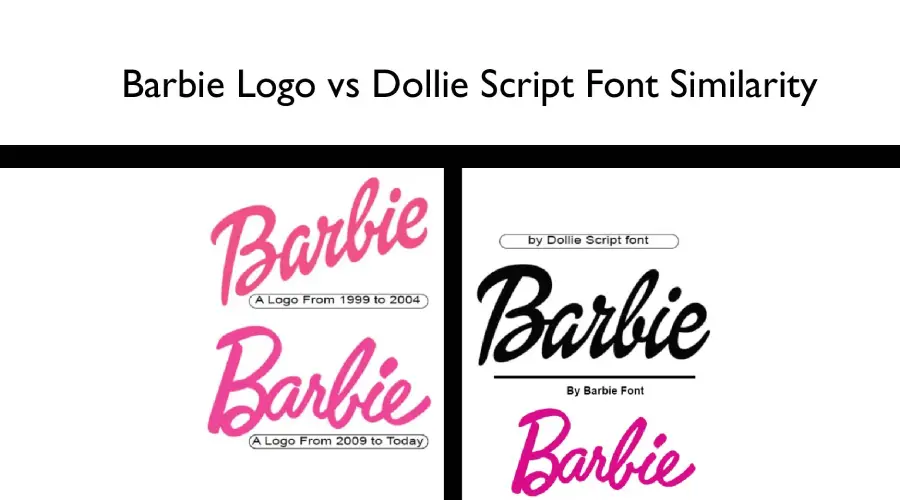 Barbie Logo vs Dollie Script Font Similarity Example