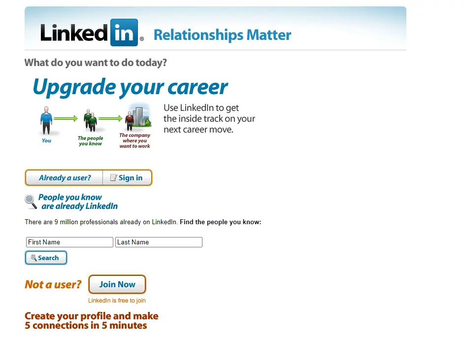 LinkedIn 2007 logo Homepage