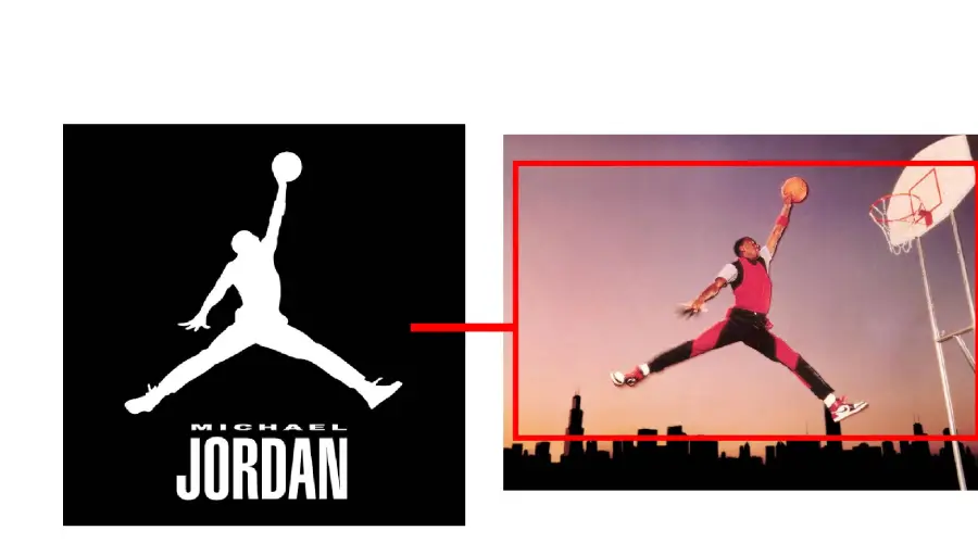 Jumpman logo vs Michael Jordan Time Magazine shoot Similarity example