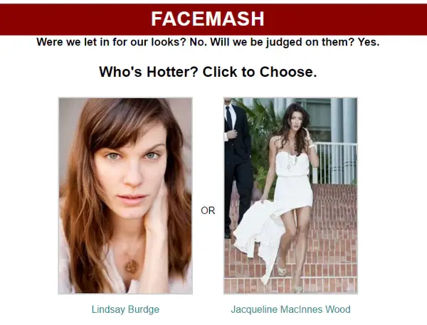 Facemash Website look